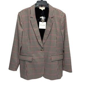 Marled‎ Womens Notched Lapel One Button Lined Blazer Jacket Multicolor XL NWT